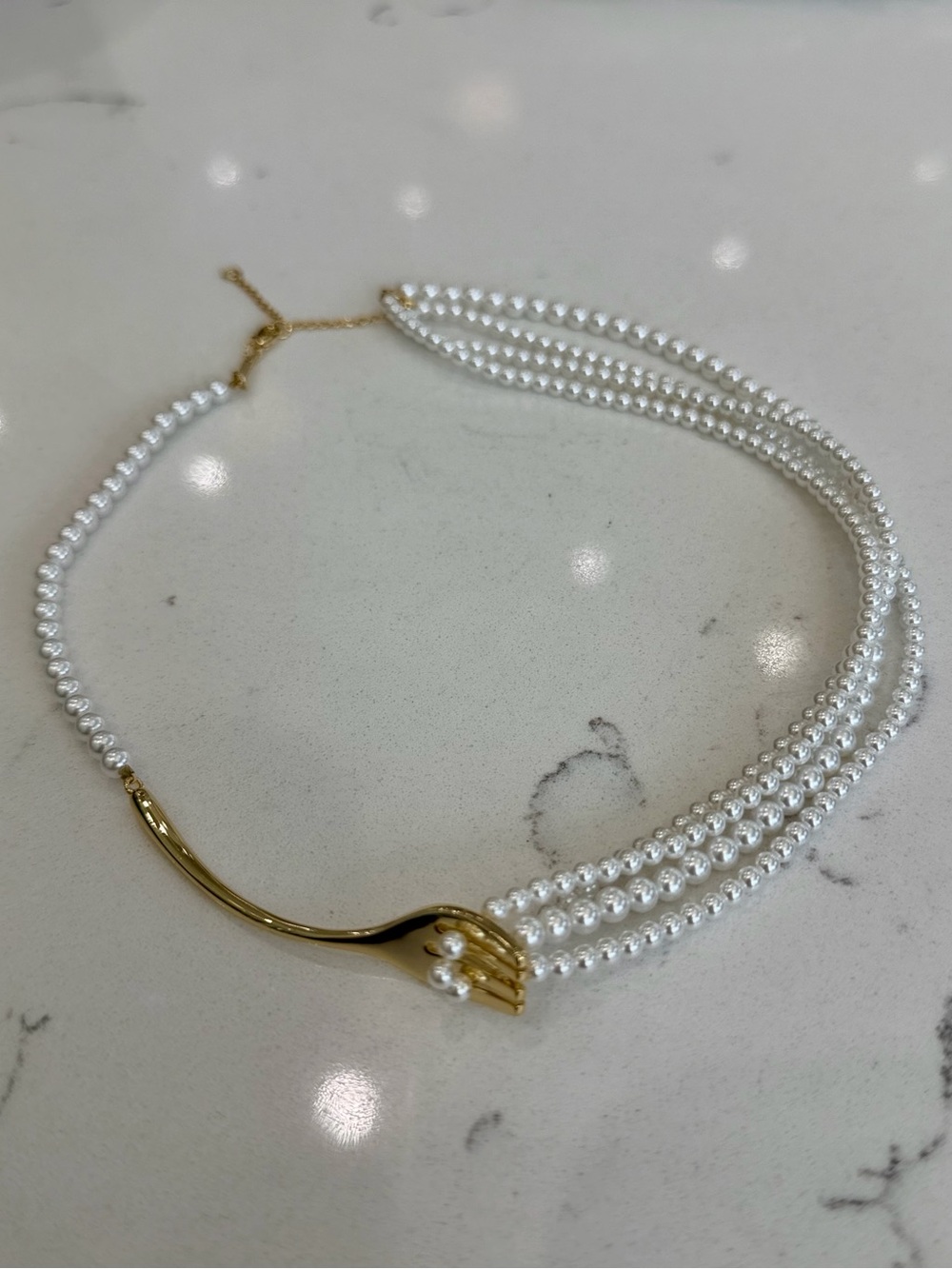 New Gold plated S925 Sterling Silver White pearl necklace - Picture 4 of 7
